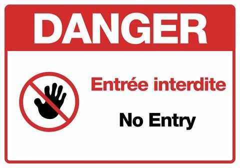 NO Entry Prohibited Construction Safety Signage Set in French and English Stock Illustration