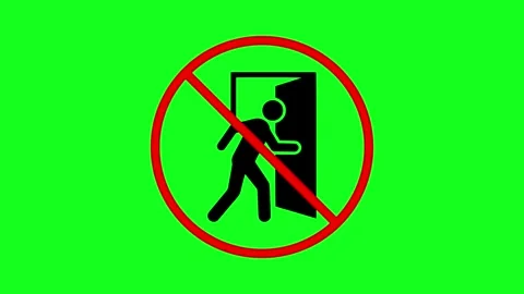 No Entry Restriction Icon on Green Background Stock Footage 327857891