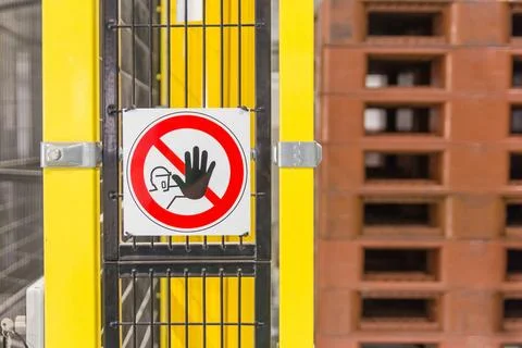 No entry round sign on machine as background Stock Photos