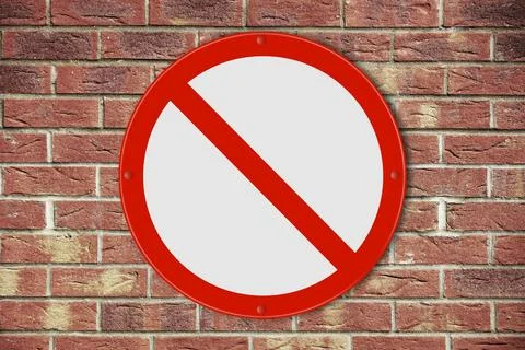 No entry sign on a brick wall background Stock Illustration
