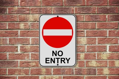 No entry sign on a brick wall background Stock Photos