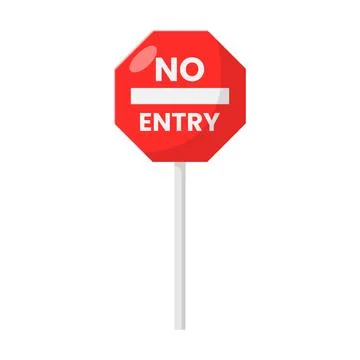 No Entry Sign Cartoon Flat Illustration. Clean Icon Design Element on Isola.. Ilustración de archivo