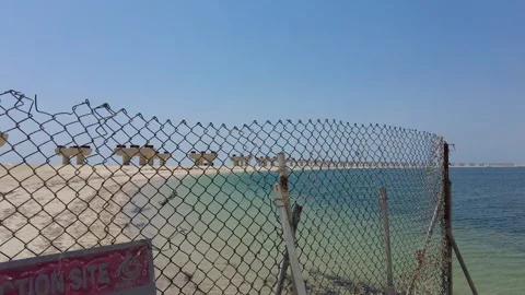 No Entry Sign at Construction Site of Palm Jebel Ali, Dubai 動画素材 242869905