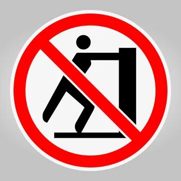 No Entry Sign for Construction Zone with Figure Pushing Barrier Stock Illustration