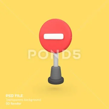No entry sign isolated 3d render icon illustration PSD Template