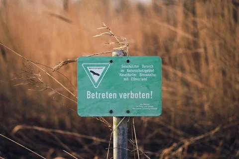 No Entry Sign to a Naturschutzgebiet in Schleswig-Holstein, Germany Stock Photos