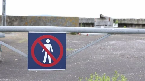 No entry sign on a ramp, no people allowed Stock Footage 334017133