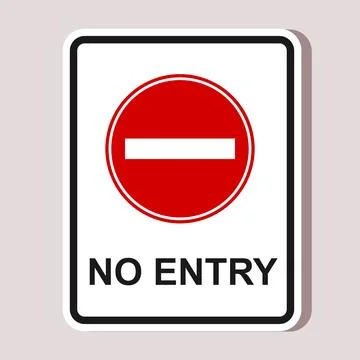 No Entry Sign Sticker with Red Circle and White Bar Vector Illustration Stock Illustration