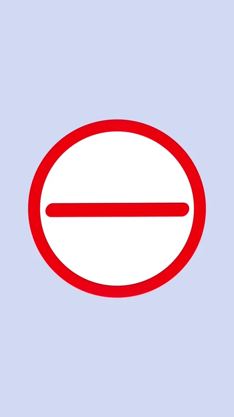No entry symbol animation. Red prohibition sign vertical video motion graph.. Stock Footage 321628336