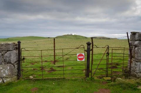 No entry symbol on a rusty old gate Stock Photos
