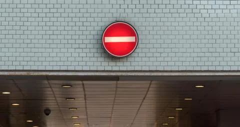 No entry into the underpass one-way street Stock Photos