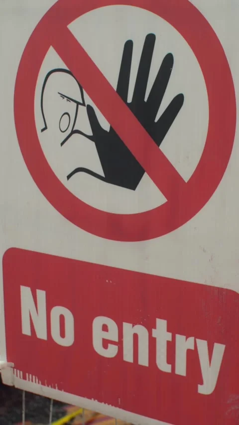 No Entry warning safety hazard access security sign Stock Footage 329938647