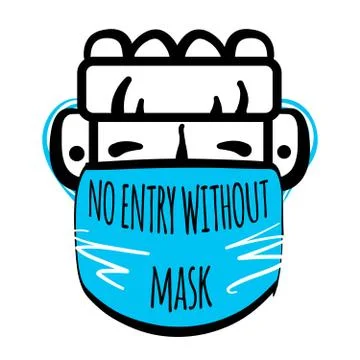 No entry without face mask. Stock Illustration