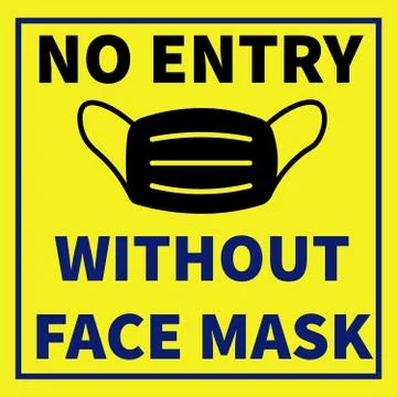 No entry without face mask image to be used in Stores, Shops, Malls, Clinic, Stock Illustration