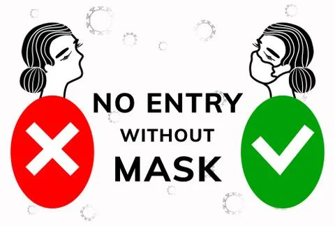 No entry without face mask.  Stock Illustration