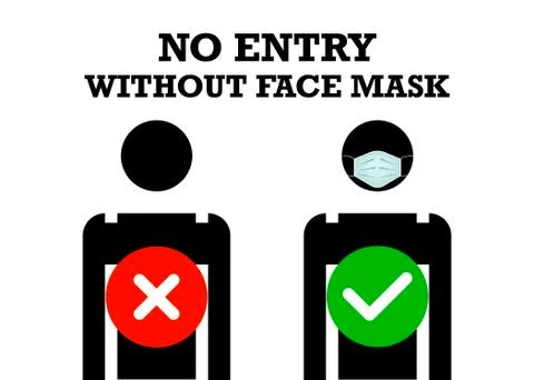 No Entry Without Face Mask or Wear a surgical Mask Icon. Medical mask sign Stock-Illustration