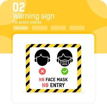 No entry without face mask sign with high quality flat style isolated Illustrazione stock