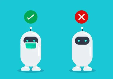 No entry without face mask Robot model Stock Illustration