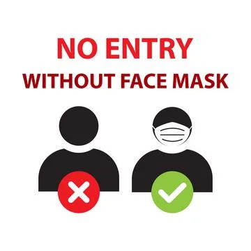 No entry without face mask icon vector wears a mask sign for graphic design, Stock Illustration