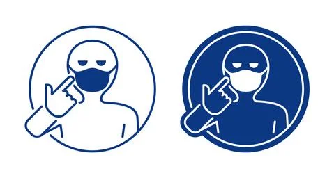 No entry without mask - man shows his face mask Stock Illustration
