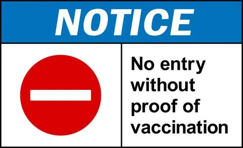 No entry without proof of vaccination. Stock Illustration