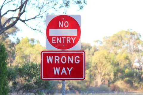No Entry Wrong way traffic sign on a road side Foto stock