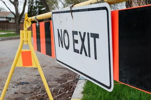 No Exit Construction Road Sign Close-Up Stock Photos