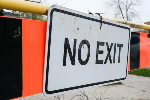 No Exit Construction Road Sign Close-Up Stock Photos