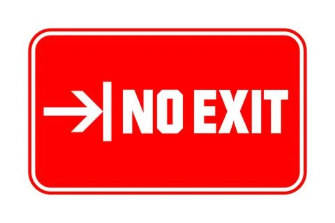 No Exit Sign Red Rectangle Stock Illustration
