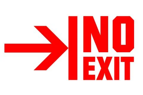 No Exit Sign Red Typography Poster Stock Illustration