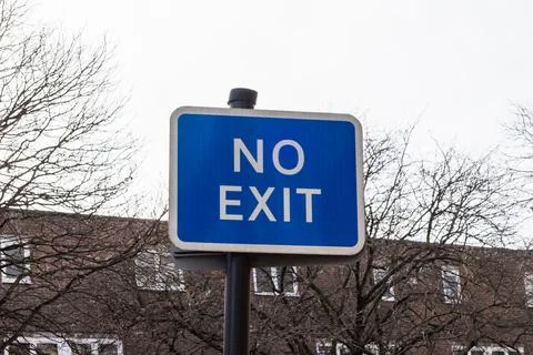 No exit traffic sign mounted on metal pole Stock Photos