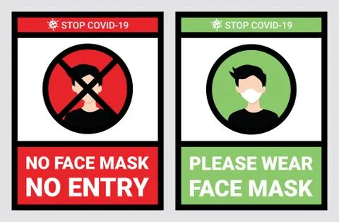 No face mask, No entry to protect and prevent from Coronavirus or Covid-19. Stock Illustration