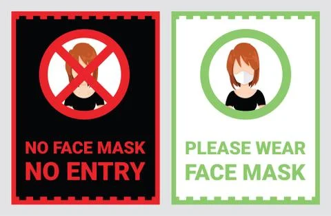 No face mask, No entry to protect and prevent from Coronavirus or Covid-19. Stock Illustration