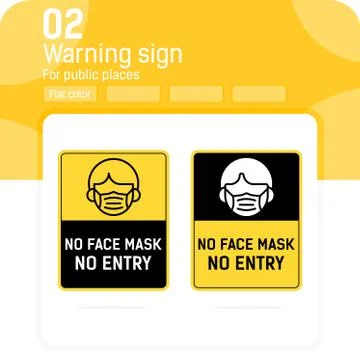 No face mask no entry sign with flat style isolated on white background Stock Illustration