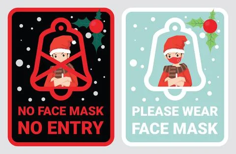 No face mask, No entry to protect and prevent from Coronavirus or Covid-19. Stock Illustration