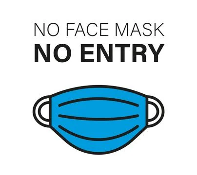 No face mask. No entry. Medical mask icon. Table with a warning in Quaranti.. Stock Illustration