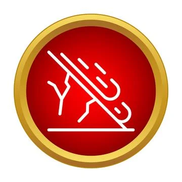 No falling rocks warning sign icon Illustration