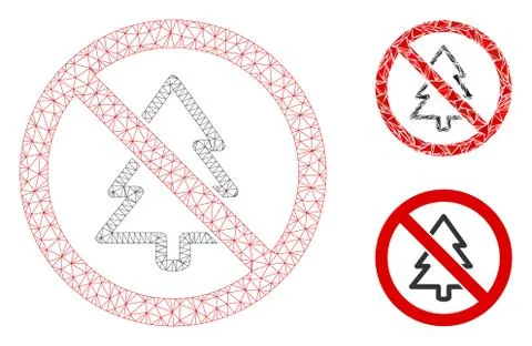 No Fir-Tree Vector Mesh 2D Model and Triangle Mosaic Icon Stock Illustration