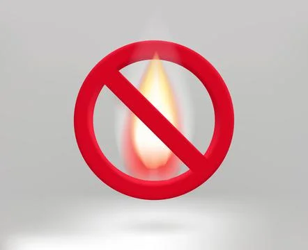 No fire concept with flame icon. 3d vector illustration Stock Illustration