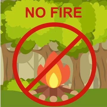 No fire, no fire, lighting a fire is prohibited. Vector, cartoon illustration Stock Illustration