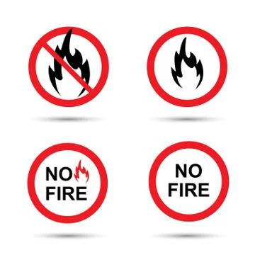 No fire sign set Stock Illustration