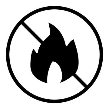 No fire solid icon. Forbidden fire vector illustration isolated on white. No Stock Illustration