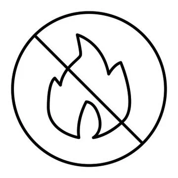 No fire thin line icon. Forbidden fire vector illustration isolated on white. No Stock Illustration