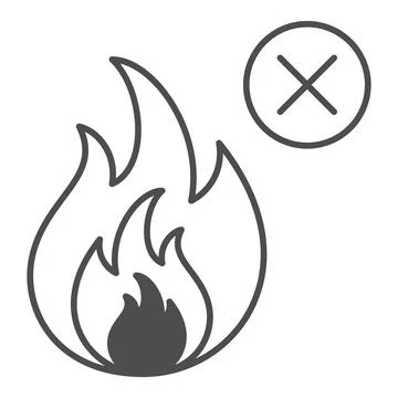 No fire thin line icon, Safety engineering concept, Prohibition open flame Stock Illustration