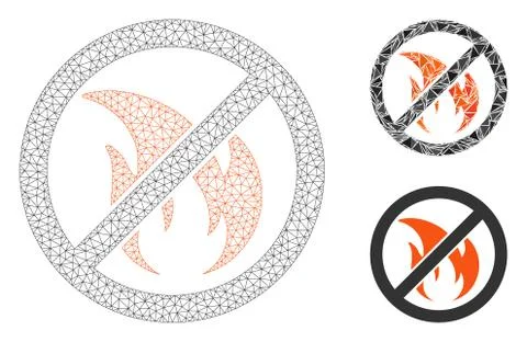 No Fire Vector Mesh Wire Frame Model and Triangle Mosaic Icon 스톡 일러스트