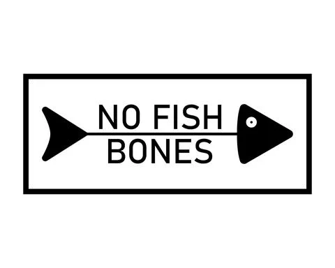 No fish bones sign. Vector illustration with inscription. Stock Illustration