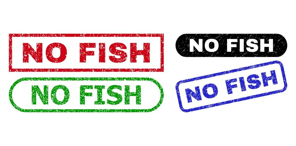 NO FISH Rectangle Stamp Seals Using Unclean Texture Illustrazione stock