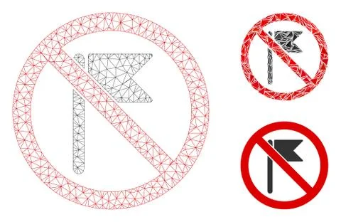 No Flag Vector Mesh 2D Model and Triangle Mosaic Icon Stock Illustration