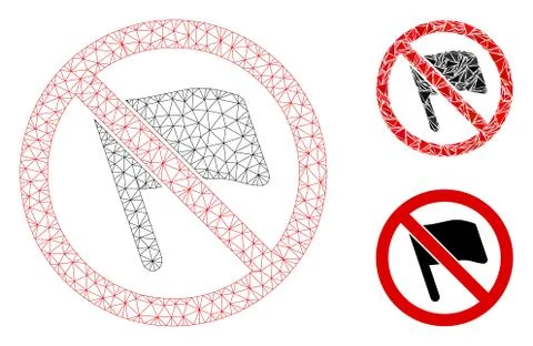 No Flags Vector Mesh Network Model and Triangle Mosaic Icon Stock Illustration