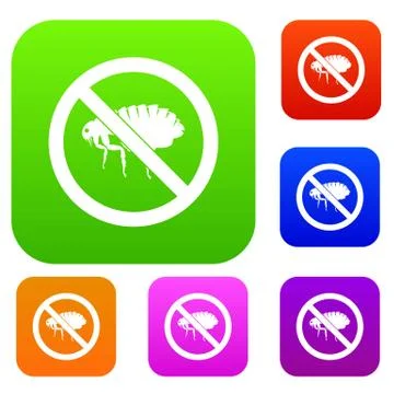 No flea sign set collection Stock Illustration